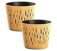 WELL HOME MOBILIARIO & DECORACIÓN 2X Maceta Redonda de plastico Sandy Round en Color Mostaza 18,9 (Largo) x 18,9 (Ancho) x 16,5 (Alto) cm