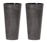 WELL HOME MOBILIARIO & DECORACIÓN 2X Tubus Slim Effect de plástico con depósito en Color Antracita, 38,1 (Alto) x 20 (Ancho) x 20 (Profundo) cms
