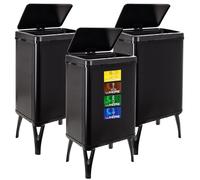 WELL HOME MOBILIARIO & DECORACIÓN 3 Cubos de basura inteligente de 40L c/u, Alto: 71,5 (x35,5x26), negrocon etiquetas magnéticas