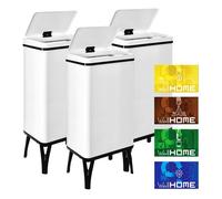 Wellhome Cubo de Basura Inteligente 50L - Blanco con Etiquetas Magnéticas