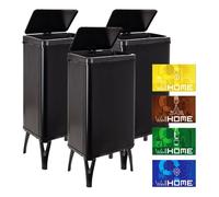 Wellhome Cubo de basura inteligente 50 L – Negro con etiquetas magnéticas