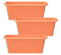 WELL HOME MOBILIARIO & DECORACIÓN 3X Jardinera Respana con Soporte de plastico en Color Terracota 59 (Largo) x 18,4 (Ancho) x 14,5 (Alto) cm