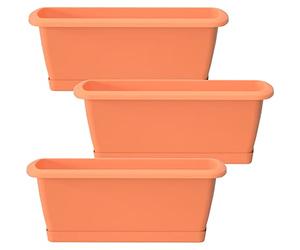 WELL HOME MOBILIARIO & DECORACIÓN 3X Jardinera Respana con Soporte de plastico en Color Terracota 59 (Largo) x 18,4 (Ancho) x 14,5 (Alto) cm