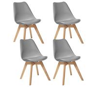 WELL HOME MOBILIARIO & DECORACIÓN 4X Silla Baya Gris, Patas de Madera de Haya
