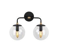 WELL HOME MOBILIARIO & DECORACIÓN Aplique de pared pantalla tansparente, metal, negro, 37x21x27, casquillo 2 x e14 max 40 w