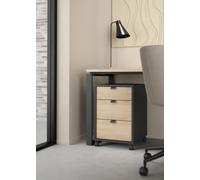 WELL HOME MOBILIARIO & DECORACIÓN Archivador 3 Cajones Pisuerga Jackson Hickory/Matt Grey 41x49x61 cm/Cajonera de Oficina con Ruedas para Guardar Documentos con Estilo