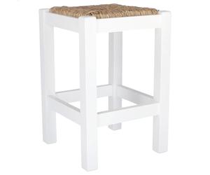Well Home MOBILIARIO & DECORACIÓN Banqueta rústica Baja, Fabricada en Madera, Acabado en Blanco, 32,5x32,5x48,5 cm