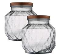 WELL HOME MOBILIARIO & DECORACIÓN Bote de Vidrio 2,2 L - Recipiente de Almacenaje para Cocina con Tapa, Ideal para Pasta, Cereales y Alimentos Secos - 2 unidades