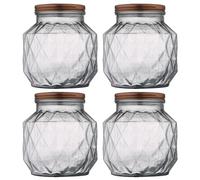 WELL HOME MOBILIARIO & DECORACIÓN Bote de Vidrio 2,2 L - Recipiente de Almacenaje para Cocina con Tapa, Ideal para Pasta, Cereales y Alimentos Secos - 4 unidades