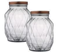 WELL HOME MOBILIARIO & DECORACIÓN Bote de Vidrio 2,9 L - Recipiente de Almacenaje para Cocina con Tapa, Ideal para Pasta, Cereales y Alimentos Secos - 2 unidades