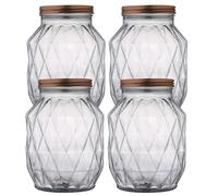 WELL HOME MOBILIARIO & DECORACIÓN Bote de Vidrio 2,9 L - Recipiente de Almacenaje para Cocina con Tapa, Ideal para Pasta, Cereales y Alimentos Secos - 4 unidades