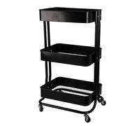 WELL HOME MOBILIARIO & DECORACIÓN Carro de Cocina de Hierro en Negro con Ruedas y 3 cajones