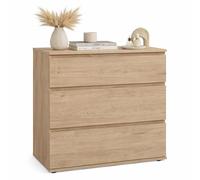 WELL HOME MOBILIARIO & DECORACIÓN Cómoda, Cajonera Dormitorio Júcar Oak con 3 cajones en Color Roble 77 x 40 x 84 cm