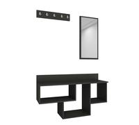 WELL HOME MOBILIARIO & DECORACIÓN Conjunto de RECIBIDOR, conglomerado recubierta melamina, de Pared con Espejo, en Color Antracita