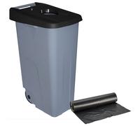 Well home contenedor abierto 110l negro h.88cm+10 bolsas de basura 120l
