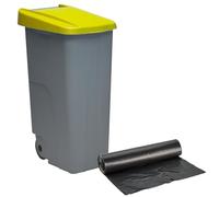 Well home contenedor cerrado 110l amarillo h.88cm+10 bolsas de basura 120l