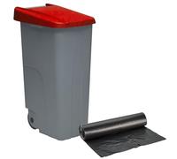 Well home contenedor cerrado 110l rojo h.88cm+10 bolsas de basura 120l