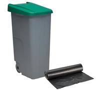 Well home contenedor cerrado 110l verde h.88cm+10 bolsas de basura 120l