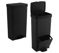 WELL HOME MOBILIARIO & DECORACIÓN Cubo de basura 70L, VERTICAL, 2 compartimentos, papelera residuos, 76 cm, Antracita, x2