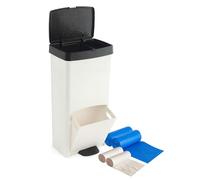 WELL HOME MOBILIARIO & DECORACIÓN Cubo de basura 70L, VERTICAL, 2 compartimentos, papelera residuos, 76 cm, INCLUYE bolsas de basura adaptadas 30+10L, Blanco