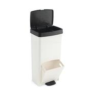 WELL HOME MOBILIARIO & DECORACIÓN Cubo de basura 70L, VERTICAL, 2 compartimentos, papelera residuos, 76 cm, Blanco