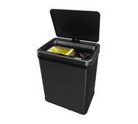 WELL HOME MOBILIARIO & DECORACIÓN Cubo de Basura inteligente para Reciclaje SIN patas, con apertura automática y contacto manual, capacidad 15L+15L, Alto: 60 (x35,5x26cm), Color Negro