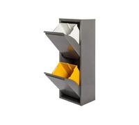 Wellhome Cubo de basura y reciclaje metálico 2 compartimentos 2x17L (34L) Gris brillo