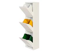 WELL HOME MOBILIARIO & DECORACIÓN Cubo de basura y reciclaje Metálico de 3 compartimentos, 3x17L (51L) Blanco mate