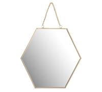 WELL HOME MOBILIARIO & DECORACIÓN Espejo de Pared en Forma de Panal, Estructura metálica Dorada 25cm, Grosor 0,3cm