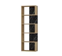 WELL HOME MOBILIARIO & DECORACIÓN Estantería Decorativa librería para SALÓN o RECIBIDOR, conglomerado recubierta melamina, en Color Roble Zafiro-Negro Efecto mármol 150x50x22