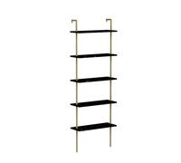 WELL HOME MOBILIARIO & DECORACIÓN Estantería Decorativa librería para SALÓN o RECIBIDOR, conglomerado recubierta melamina, en Color Negro Efecto mármol-Gold 165x60x22