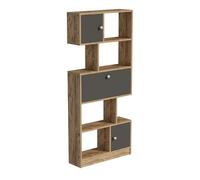 WELL HOME MOBILIARIO & DECORACIÓN Estantería Decorativa librería para SALÓN o RECIBIDOR, conglomerado recubierta melamina, en Color Pino atlántico- Antracita 168,3x75x22