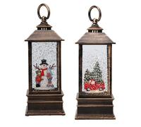 WELL HOME MOBILIARIO & DECORACIÓN Farol Decorativo Navideño con Agua y Purpurina con Luces LED 9x9x22,5cm
