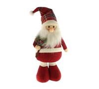 WELL HOME MOBILIARIO & DECORACIÓN Figura Decorativa de Santa de pie con diseño Vichy Rojo H.46cm