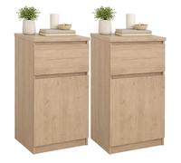 WELL HOME MOBILIARIO & DECORACIÓN Juego de 2 Mesitas de Noche, Mesas Auxiliares SIL Oak con 1 Puerta y 1 Cajón,Color Jackson Hickory, 41 x 40 x 70 cm