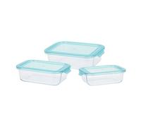 WELL HOME MOBILIARIO & DECORACIÓN Juego de 3 Recipientes de Almacenamiento de Vidrio de Borosilicato 0,63L, 1L, 1,5L con tapa de PP