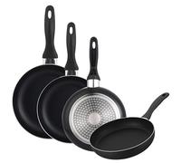 WELL HOME MOBILIARIO & DECORACIÓN Juego de sartenes Ø16 Ø20 Ø24 y Ø28 cm inducción, antiadherente, en aluminio prensado, en color negro