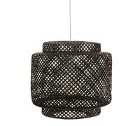 WELL HOME MOBILIARIO & DECORACIÓN Lámpara de Techo Colgante de Bambú, Diseño 38 x 40 cm, Casquillo E27, Cable 80 cm - Ideal para Salón y Dormitorio, color negro (bombilla no incluída)