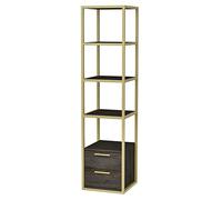 WELL HOME MOBILIARIO & DECORACIÓN Librería, 100% Tablero de aglomerado rechapado en melamina, Color Oro Oscuro Gris