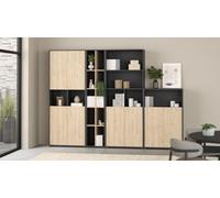 WELL HOME MOBILIARIO & DECORACIÓN Librería Baja Pisuerga Matt Grey 80x35x124 cm/Estantería Baja para Salón, Despacho o Dormitorio con Diseño Moderno