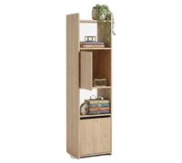 WELL HOME MOBILIARIO & DECORACIÓN Librería Tormes, Estantería con 2 Puertas y 2 Estantes, Color Jakcson Hickory, 40 x 35 x 155 cm
