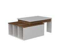 WELL HOME MOBILIARIO & DECORACIÓN Mesa Auxiliar,100% Tablero de aglomerado rechapado en melamina, Color Blanco Nogal