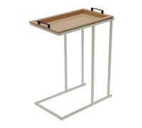 WELL HOME MOBILIARIO & DECORACIÓN Mesa Auxiliar con Bandeja extraíble de Estructura Blanco Roto 45x28x59cm