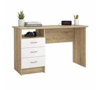WELL HOME MOBILIARIO & DECORACIÓN Mesa Escritorio de Estudio Segre Oak, Color Roble Patinado y Blanco, 121 x 49 x 73 cm