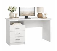 WELL HOME MOBILIARIO & DECORACIÓN Mesa Escritorio para Ordenador Segre White con 3 Cajones, Color Blanco 121 x 49 x 73 cm