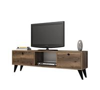 WELL HOME MOBILIARIO & DECORACIÓN Mesa TV,100% Tablero de aglomerado rechapado en melamina, Color Nogal Negro