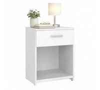 WELL HOME MOBILIARIO & DECORACIÓN Mesita de Noche Duero White, Mesa Auxiliar con 1 Cajón en Color Blanco 38 x 36 x 48 cm