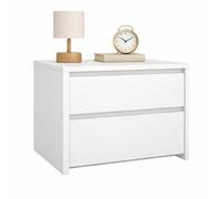 WELL HOME MOBILIARIO & DECORACIÓN Mesita de Noche, Mesa Auxiliar Júcar White con 2 Cajones, Color Blanco, 52 x 49 x 46 cm