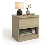 WELL HOME MOBILIARIO & DECORACIÓN Mesita de Noche, Mesa Auxiliar SIL Oak con 1 Cajón y Hueco Inferior, Color Jackson Hickory, 41 x 40 x 50 cm