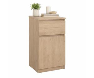 WELL HOME MOBILIARIO & DECORACIÓN Mesita de Noche, Mesa Auxiliar SIL Oak con 1 Puerta y 1 Cajón,Color Jackson Hickory, 41 x 40 x 70 cm